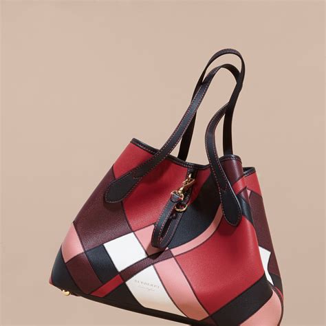 burberry medium patchwork grainy leather tote bag|Burberry canvas bag.